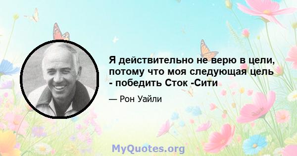 Я действительно не верю в цели, потому что моя следующая цель - победить Сток -Сити