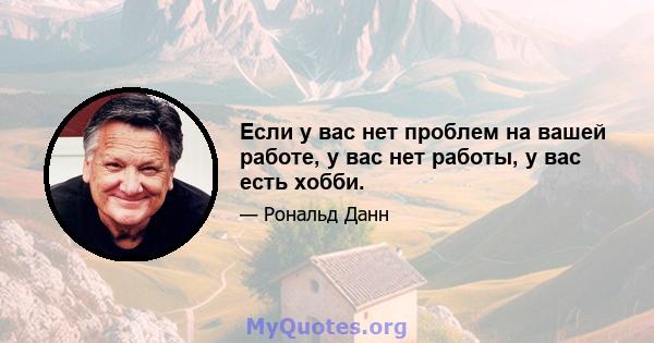 Если у вас нет проблем на вашей работе, у вас нет работы, у вас есть хобби.