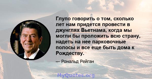 Глупо говорить о том, сколько лет нам придется провести в джунглях Вьетнама, когда мы могли бы проложить всю страну, надеть на нее парковочные полосы и все еще быть дома к Рождеству.