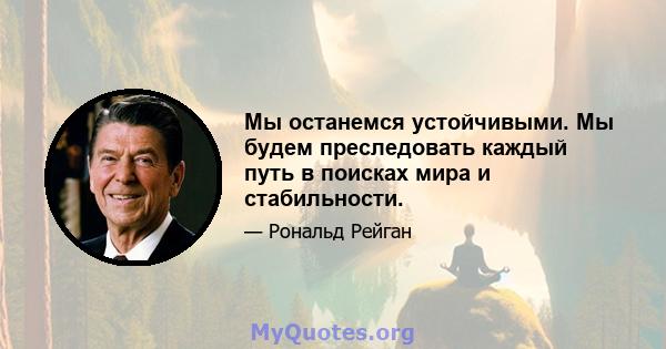 Мы останемся устойчивыми. Мы будем преследовать каждый путь в поисках мира и стабильности.