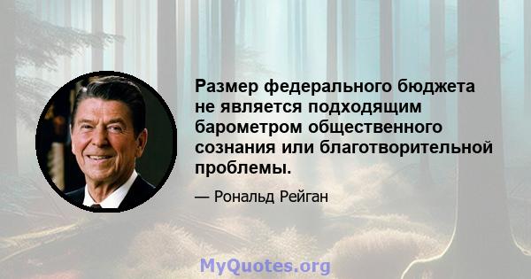 Размер федерального бюджета не является подходящим барометром общественного сознания или благотворительной проблемы.