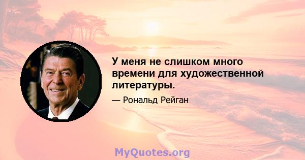 У меня не слишком много времени для художественной литературы.