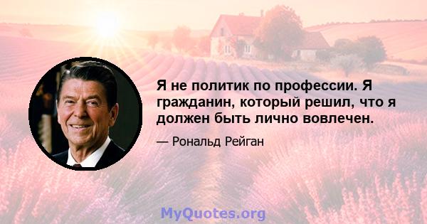 Я не политик по профессии. Я гражданин, который решил, что я должен быть лично вовлечен.