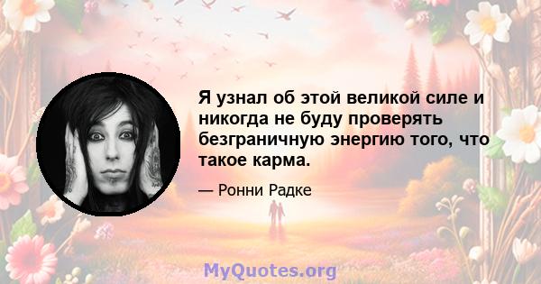 Я узнал об этой великой силе и никогда не буду проверять безграничную энергию того, что такое карма.