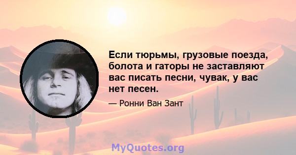 Если тюрьмы, грузовые поезда, болота и гаторы не заставляют вас писать песни, чувак, у вас нет песен.