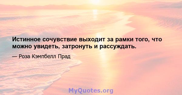 Истинное сочувствие выходит за рамки того, что можно увидеть, затронуть и рассуждать.