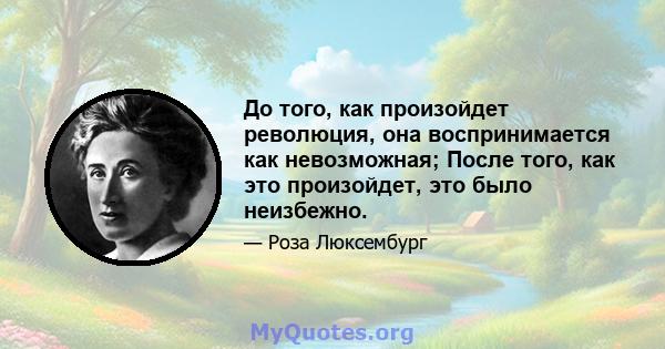 До того, как произойдет революция, она воспринимается как невозможная; После того, как это произойдет, это было неизбежно.