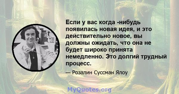 Если у вас когда -нибудь появилась новая идея, и это действительно новое, вы должны ожидать, что она не будет широко принята немедленно. Это долгий трудный процесс.