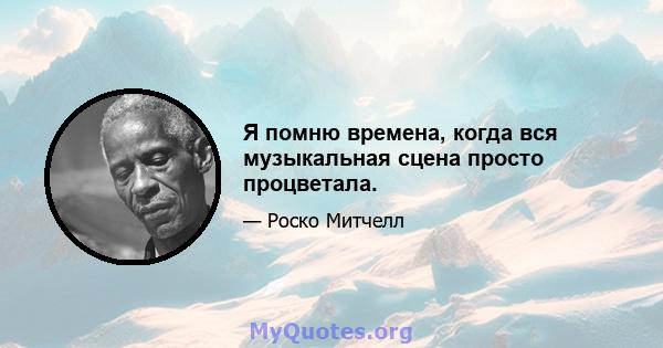 Я помню времена, когда вся музыкальная сцена просто процветала.