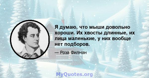 Я думаю, что мыши довольно хороши. Их хвосты длинные, их лица маленькие, у них вообще нет подборов.