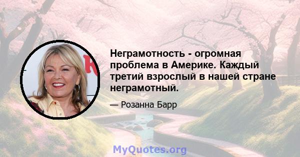 Неграмотность - огромная проблема в Америке. Каждый третий взрослый в нашей стране неграмотный.