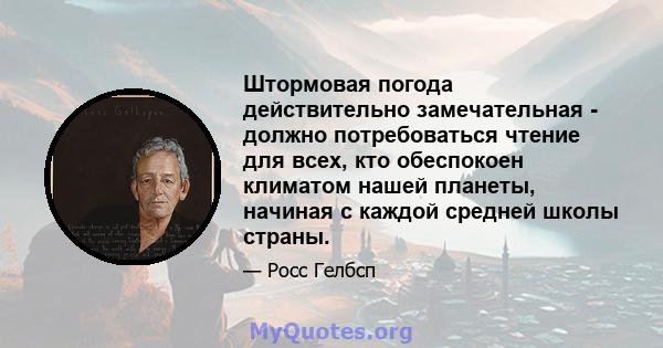 Штормовая погода действительно замечательная - должно потребоваться чтение для всех, кто обеспокоен климатом нашей планеты, начиная с каждой средней школы страны.