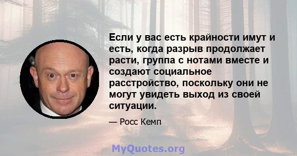 Если у вас есть крайности имут и есть, когда разрыв продолжает расти, группа с нотами вместе и создают социальное расстройство, поскольку они не могут увидеть выход из своей ситуации.