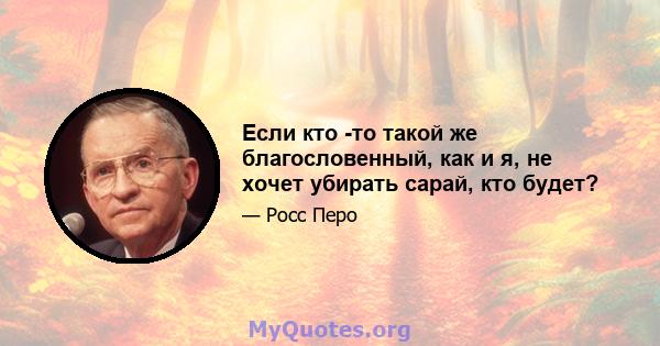 Если кто -то такой же благословенный, как и я, не хочет убирать сарай, кто будет?