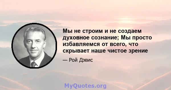 Мы не строим и не создаем духовное сознание; Мы просто избавляемся от всего, что скрывает наше чистое зрение