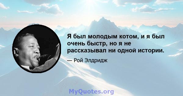 Я был молодым котом, и я был очень быстр, но я не рассказывал ни одной истории.