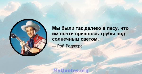 Мы были так далеко в лесу, что им почти пришлось трубы под солнечным светом.