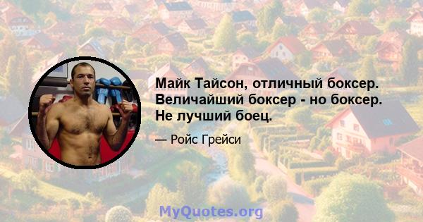 Майк Тайсон, отличный боксер. Величайший боксер - но боксер. Не лучший боец.