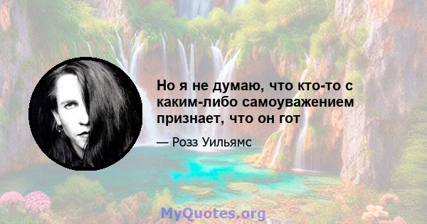 Но я не думаю, что кто-то с каким-либо самоуважением признает, что он гот