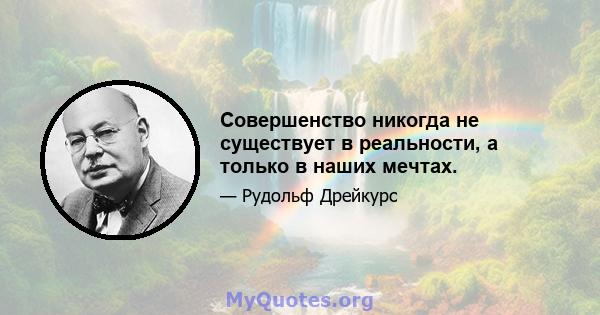 Совершенство никогда не существует в реальности, а только в наших мечтах.