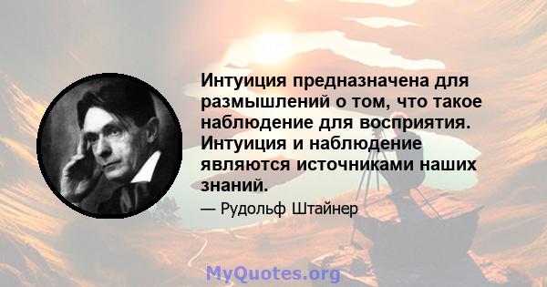 Интуиция предназначена для размышлений о том, что такое наблюдение для восприятия. Интуиция и наблюдение являются источниками наших знаний.