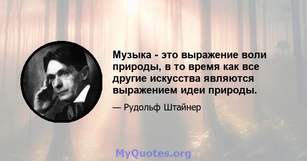 Музыка - это выражение воли природы, в то время как все другие искусства являются выражением идеи природы.