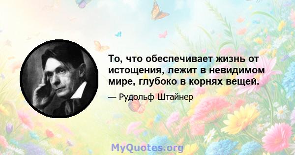 То, что обеспечивает жизнь от истощения, лежит в невидимом мире, глубоко в корнях вещей.