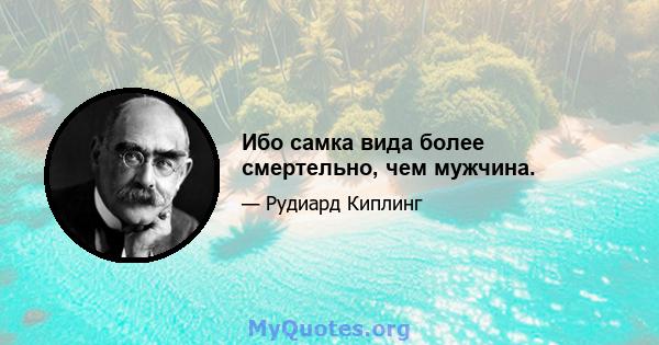 Ибо самка вида более смертельно, чем мужчина.