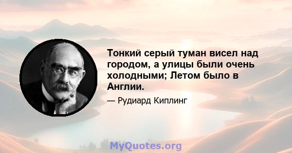 Тонкий серый туман висел над городом, а улицы были очень холодными; Летом было в Англии.