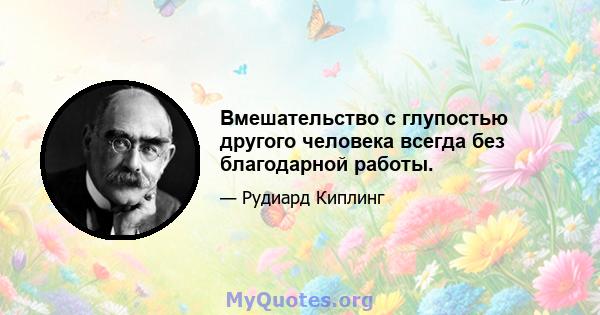 Вмешательство с глупостью другого человека всегда без благодарной работы.