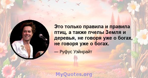 Это только правила и правила птиц, а также пчелы Земля и деревья, не говоря уже о богах, не говоря уже о богах.