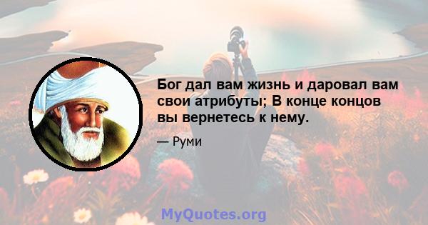 Бог дал вам жизнь и даровал вам свои атрибуты; В конце концов вы вернетесь к нему.