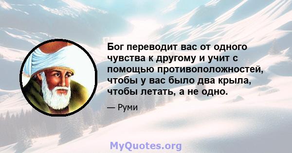 Бог переводит вас от одного чувства к другому и учит с помощью противоположностей, чтобы у вас было два крыла, чтобы летать, а не одно.