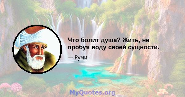 Что болит душа? Жить, не пробуя воду своей сущности.