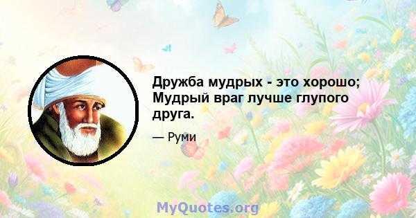 Дружба мудрых - это хорошо; Мудрый враг лучше глупого друга.