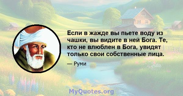 Если в жажде вы пьете воду из чашки, вы видите в ней Бога. Те, кто не влюблен в Бога, увидят только свои собственные лица.