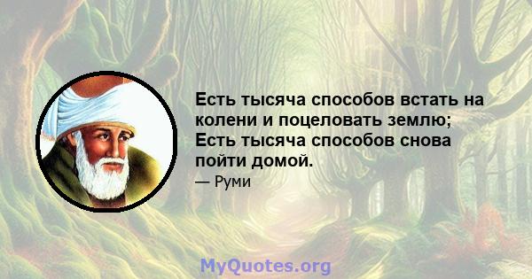 Есть тысяча способов встать на колени и поцеловать землю; Есть тысяча способов снова пойти домой.