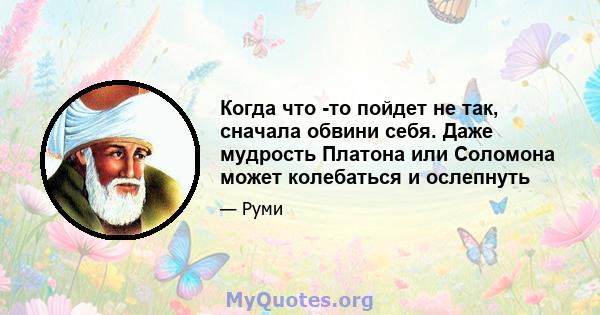 Когда что -то пойдет не так, сначала обвини себя. Даже мудрость Платона или Соломона может колебаться и ослепнуть