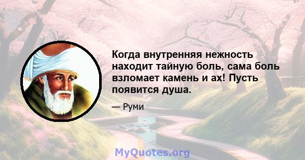 Когда внутренняя нежность находит тайную боль, сама боль взломает камень и ах! Пусть появится душа.