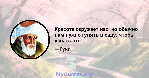 Красота окружает нас, но обычно нам нужно гулять в саду, чтобы узнать это.