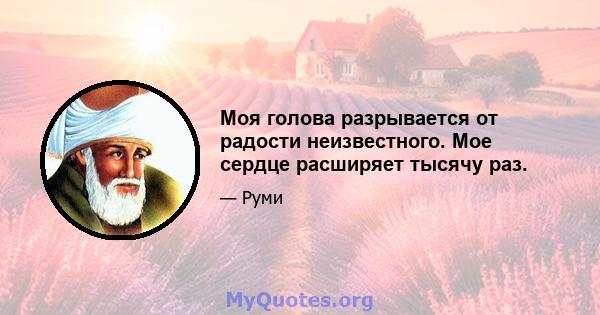 Моя голова разрывается от радости неизвестного. Мое сердце расширяет тысячу раз.