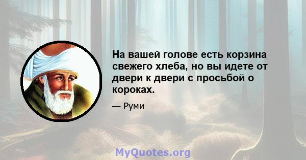 На вашей голове есть корзина свежего хлеба, но вы идете от двери к двери с просьбой о короках.