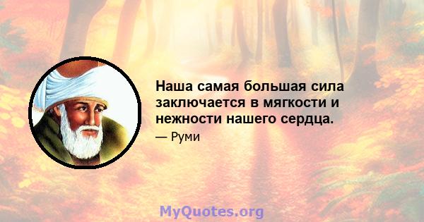 Наша самая большая сила заключается в мягкости и нежности нашего сердца.