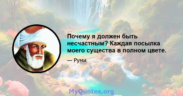 Почему я должен быть несчастным? Каждая посылка моего существа в полном цвете.