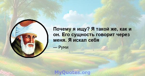 Почему я ищу? Я такой же, как и он. Его сущность говорит через меня. Я искал себя