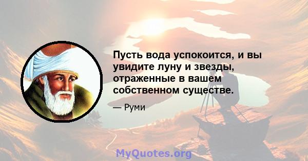 Пусть вода успокоится, и вы увидите луну и звезды, отраженные в вашем собственном существе.