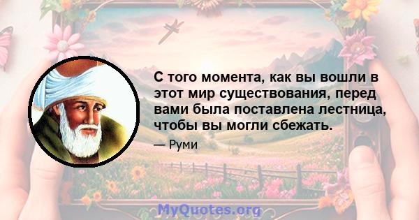 С того момента, как вы вошли в этот мир существования, перед вами была поставлена ​​лестница, чтобы вы могли сбежать.