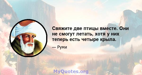 Свяжите две птицы вместе. Они не смогут летать, хотя у них теперь есть четыре крыла.