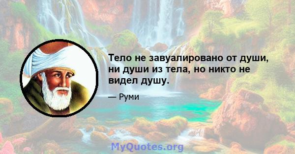 Тело не завуалировано от души, ни души из тела, но никто не видел душу.