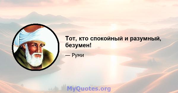 Тот, кто спокойный и разумный, безумен!